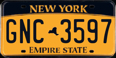 NY license plate GNC3597