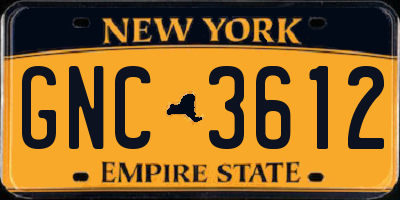 NY license plate GNC3612