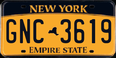 NY license plate GNC3619