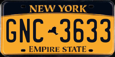 NY license plate GNC3633