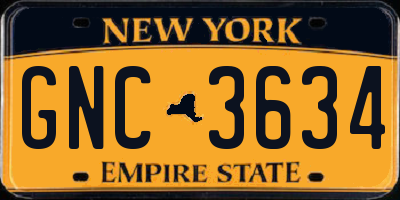 NY license plate GNC3634