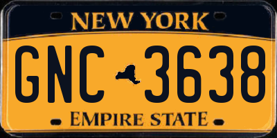 NY license plate GNC3638