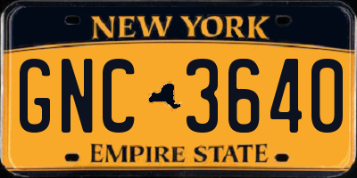 NY license plate GNC3640