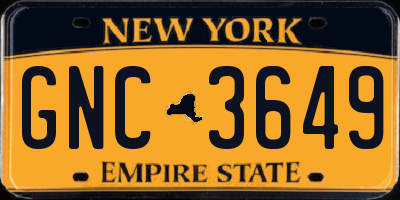 NY license plate GNC3649