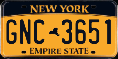 NY license plate GNC3651