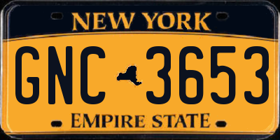NY license plate GNC3653