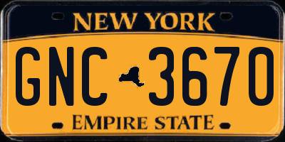 NY license plate GNC3670