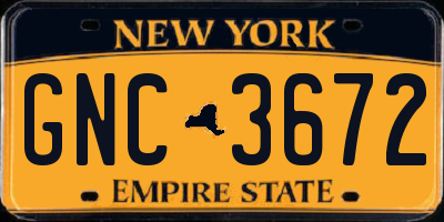 NY license plate GNC3672