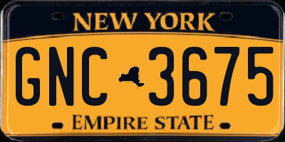 NY license plate GNC3675