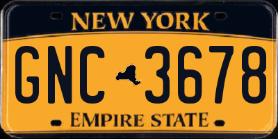 NY license plate GNC3678