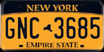 NY license plate GNC3685