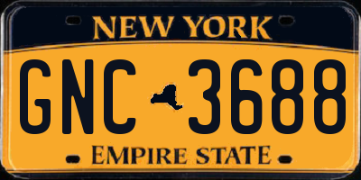 NY license plate GNC3688