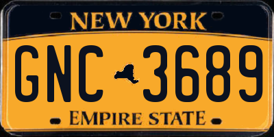 NY license plate GNC3689