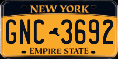 NY license plate GNC3692