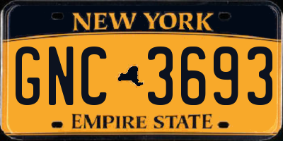 NY license plate GNC3693