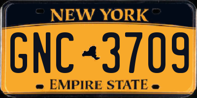 NY license plate GNC3709