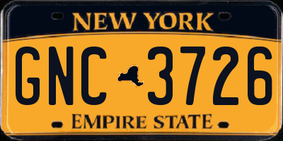 NY license plate GNC3726