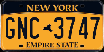 NY license plate GNC3747
