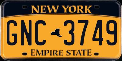 NY license plate GNC3749