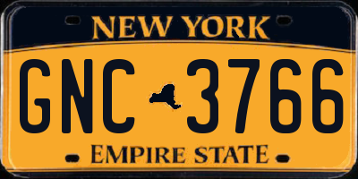 NY license plate GNC3766