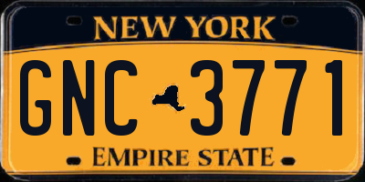 NY license plate GNC3771