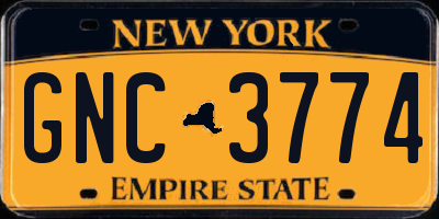NY license plate GNC3774