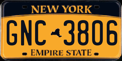 NY license plate GNC3806