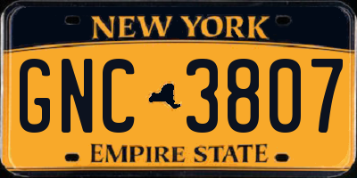 NY license plate GNC3807