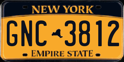 NY license plate GNC3812