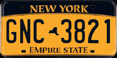 NY license plate GNC3821