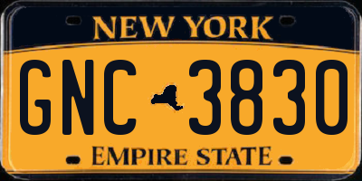 NY license plate GNC3830
