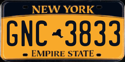 NY license plate GNC3833
