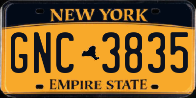 NY license plate GNC3835