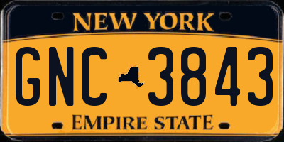 NY license plate GNC3843