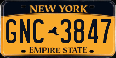 NY license plate GNC3847