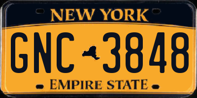 NY license plate GNC3848