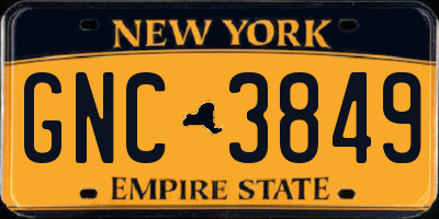 NY license plate GNC3849