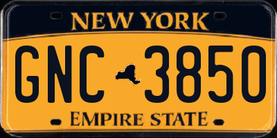 NY license plate GNC3850