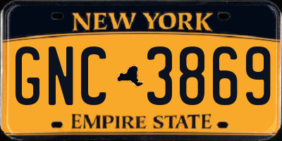 NY license plate GNC3869