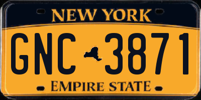 NY license plate GNC3871