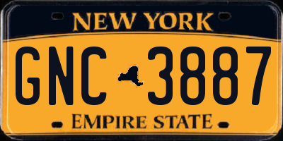 NY license plate GNC3887