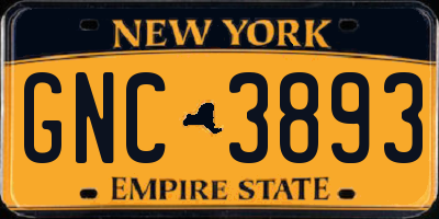 NY license plate GNC3893