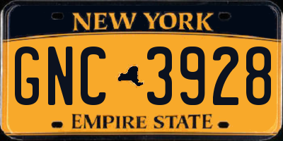 NY license plate GNC3928
