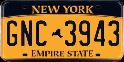 NY license plate GNC3943