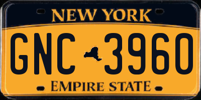 NY license plate GNC3960