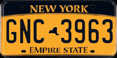 NY license plate GNC3963