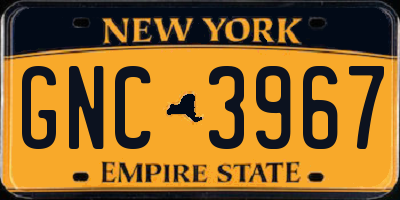 NY license plate GNC3967