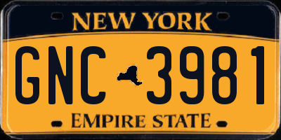 NY license plate GNC3981