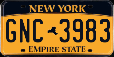NY license plate GNC3983