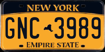 NY license plate GNC3989